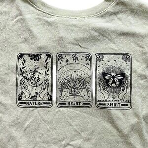 Light Green Tarot Card Cropped Baby Tee with Ties